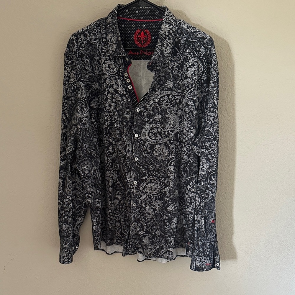 Au Noir Black Paisley Long-Sleeve Men's Shirt